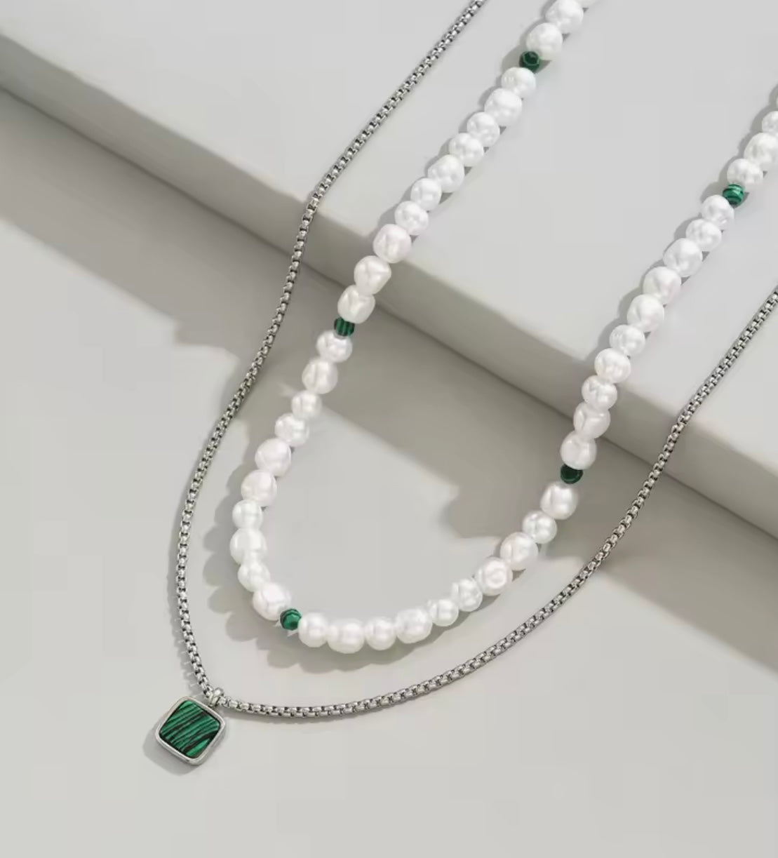 Ciondolo turchese collana da uomo in acciaio inossidabile con perline