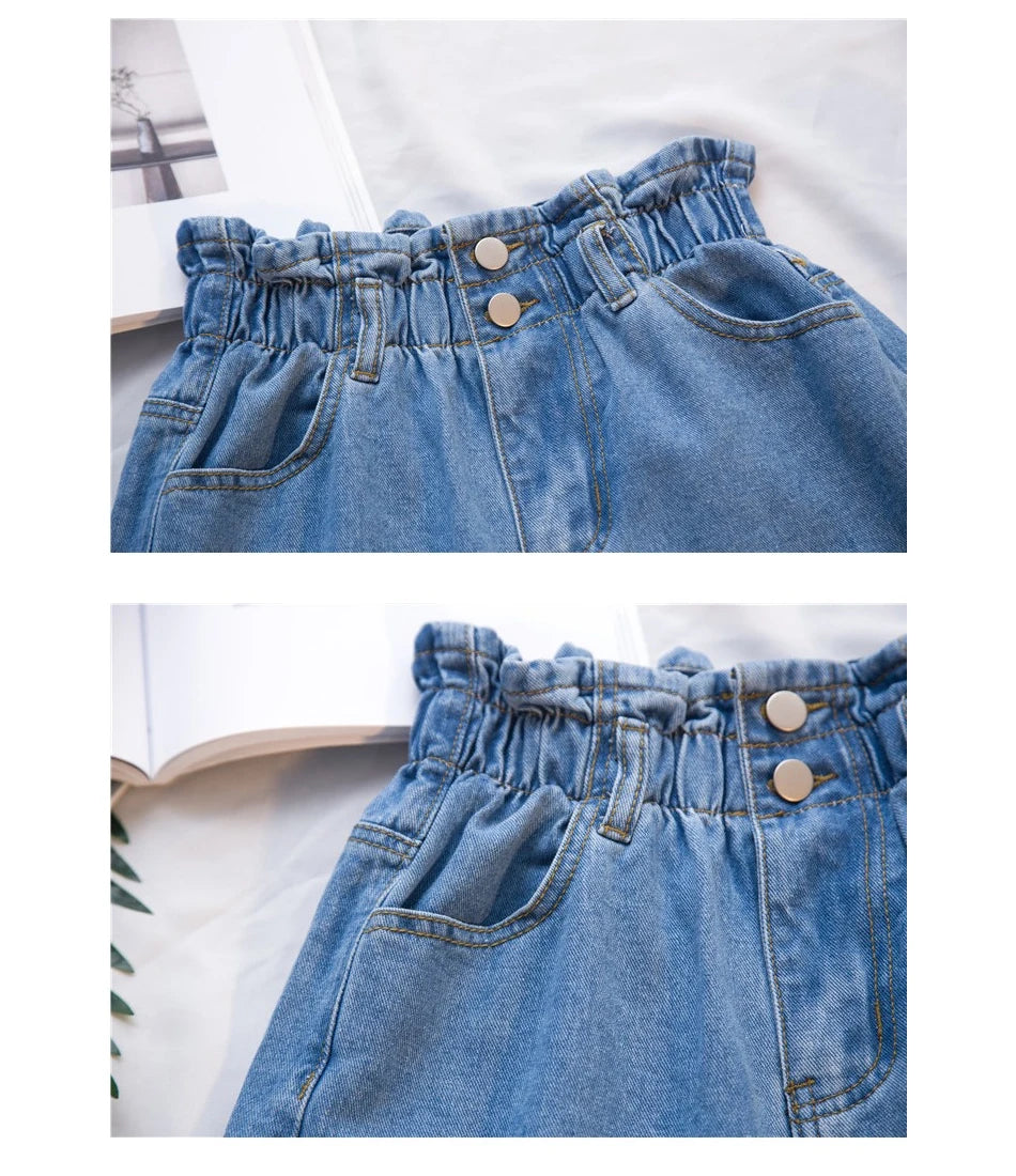 Pantaloncini di Jeans da donna a vita alta