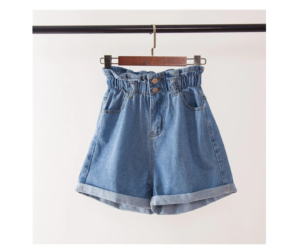 Pantaloncini di Jeans da donna a vita alta