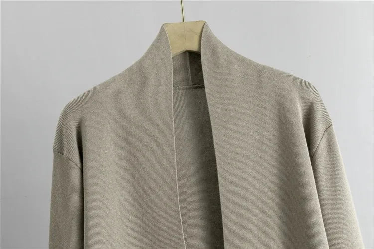 Set donna 3 pezzi in maglia – dolcevita, cardigan e pantaloni
