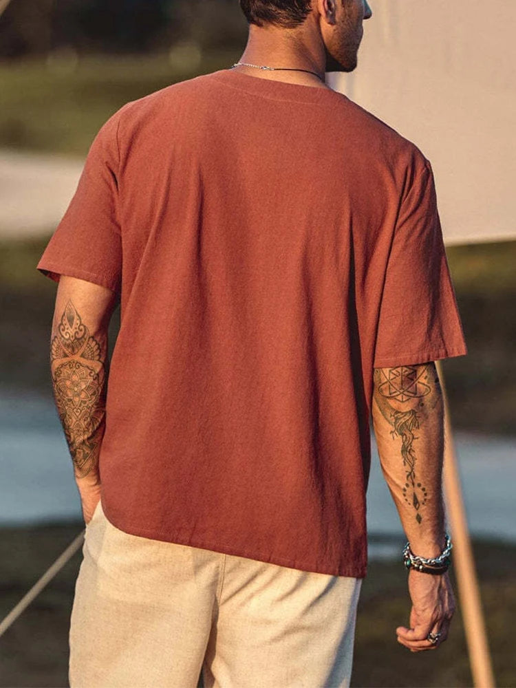 Maglia lino uomo scollo V