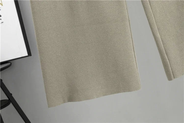 Set donna 3 pezzi in maglia – dolcevita, cardigan e pantaloni