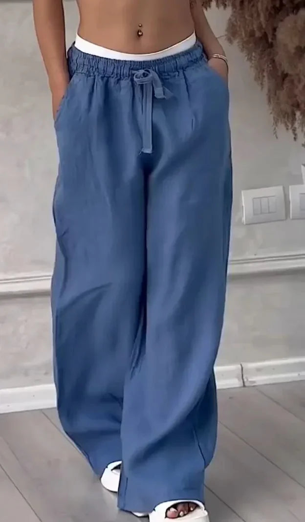 Pantaloni donna ampi in lino