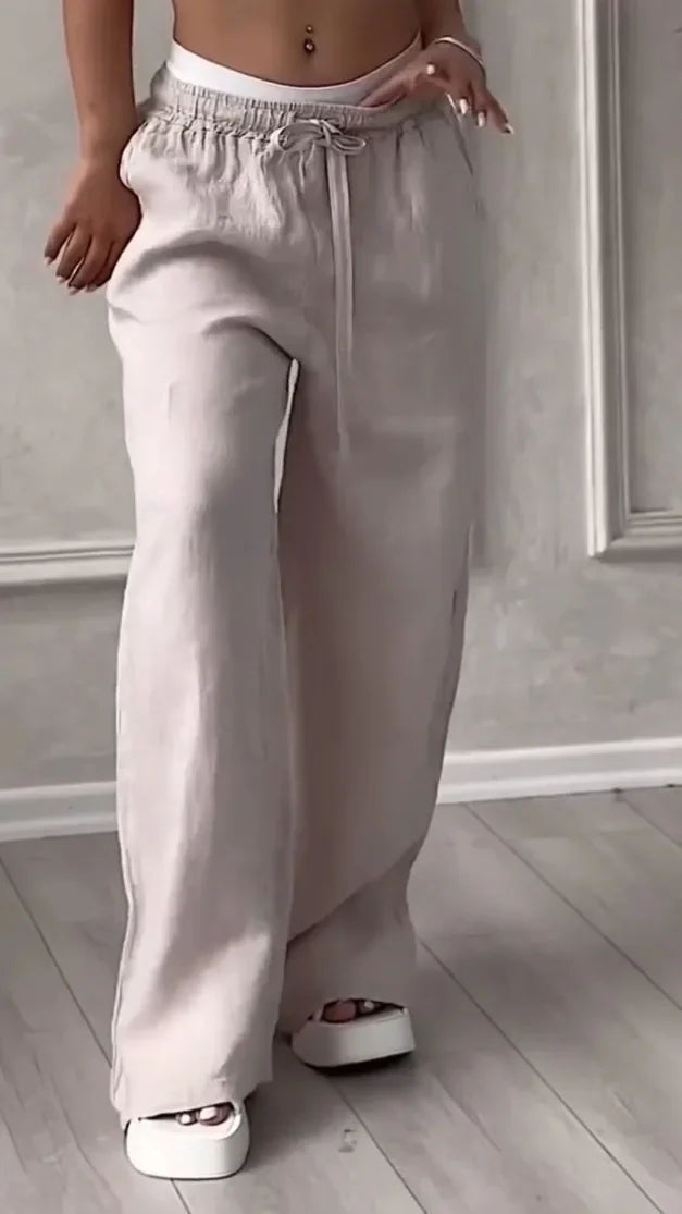 Pantaloni donna ampi in lino