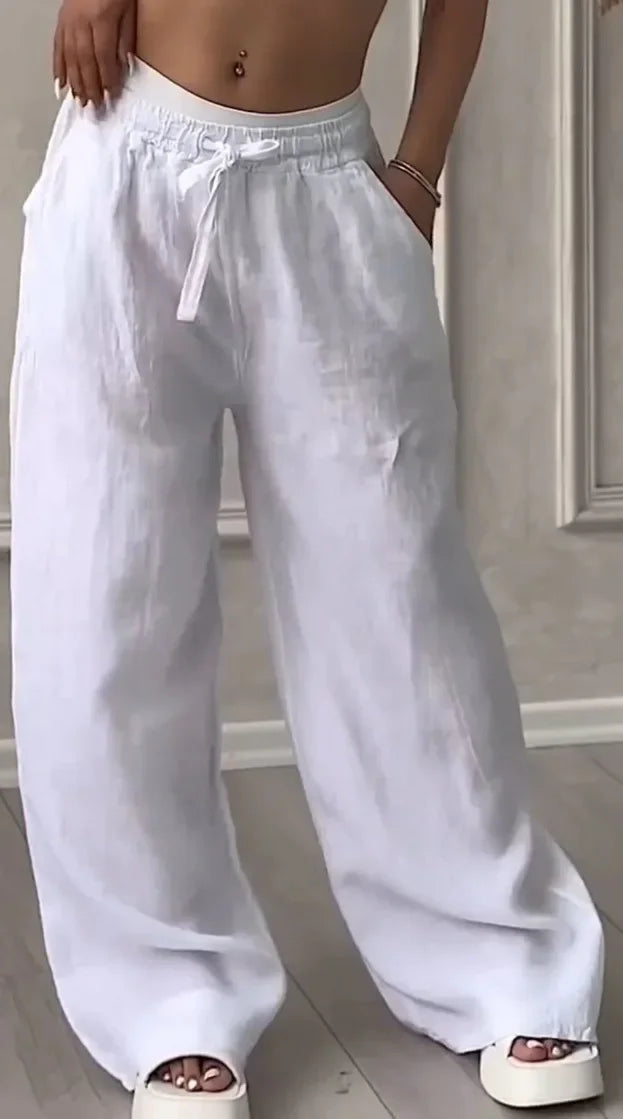 Pantaloni donna ampi in lino