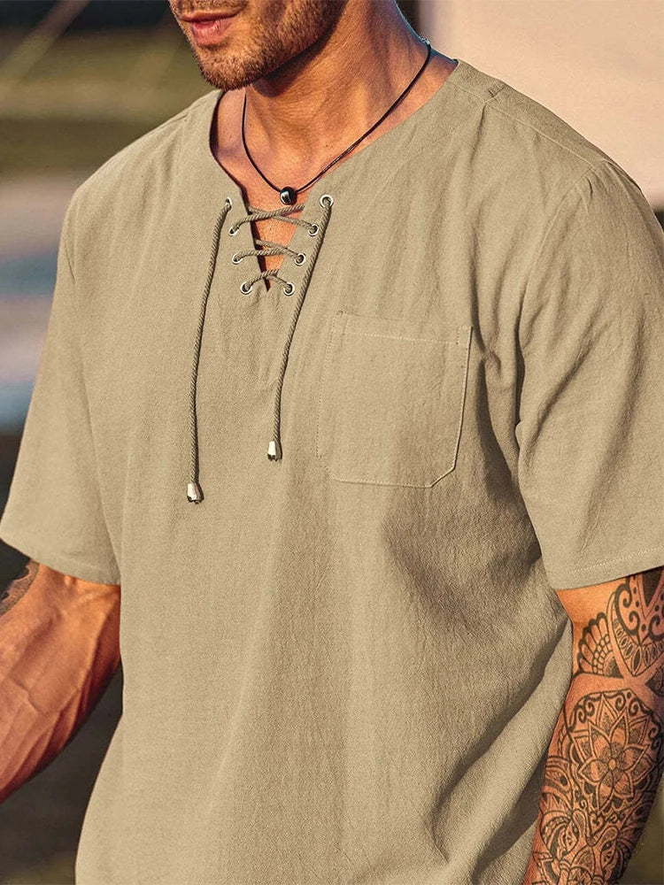 Maglia lino uomo scollo V